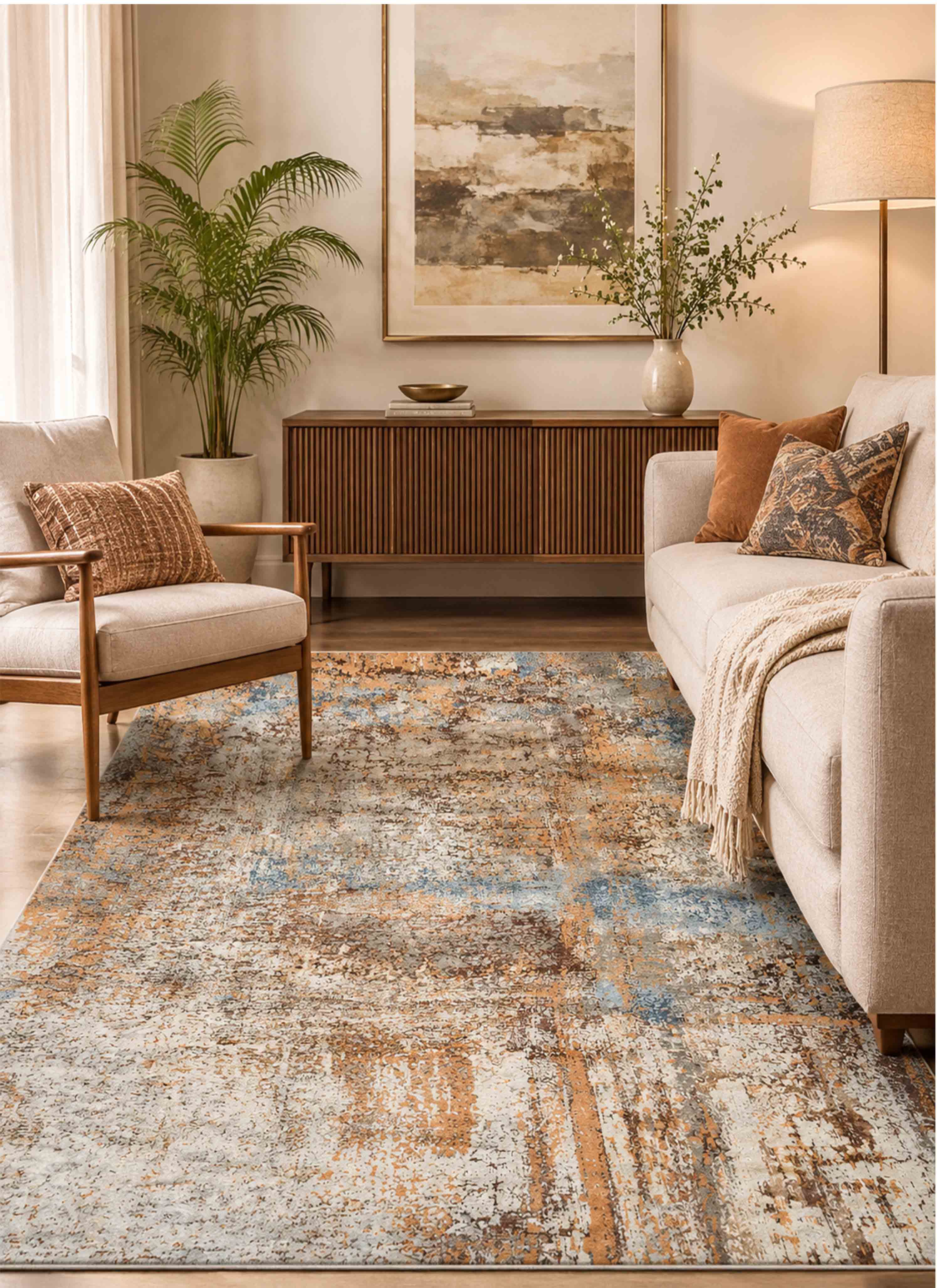 Room setting with a rug